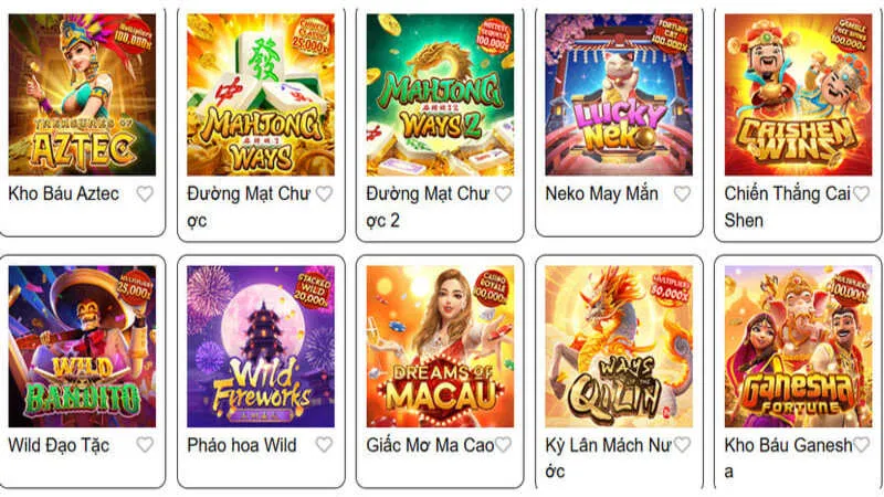 Sảnh chơi với kho game phong phú chất lượng cao